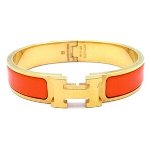 Hermès Clic H Bangle Gold Orange Hardware Patent Leather